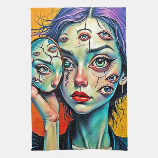 粉砕された自己反射アート キッチンタオル (縦)