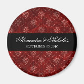 粉砕された赤いベルベット結婚式の引き出物マグネット（丸） マグネット (正面)