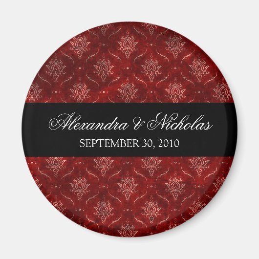 粉砕された赤いベルベット結婚式の引き出物マグネット（丸） マグネット (正面)