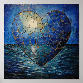 粉砕された青いハートポスター ポスター