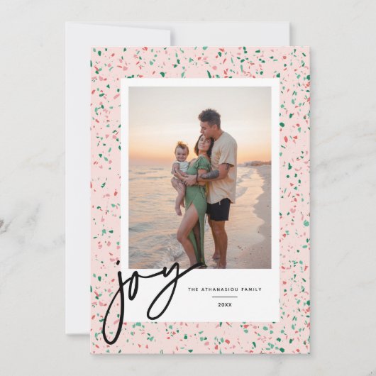 粉砕ペパーミントTerrazzoクリスマスフォトカード シーズンカード (正面)