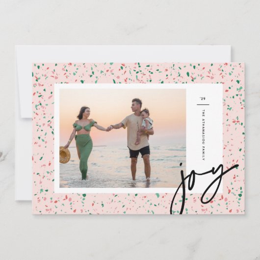 粉砕ペパーミントTerrazzoクリスマスフォトカード シーズンカード (正面)