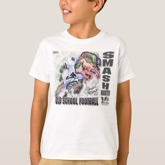 粉砕口の恐竜のフットボール Tシャツ (正面)