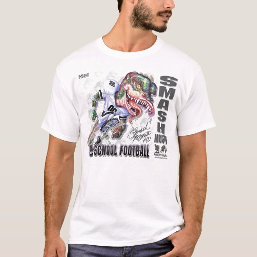 粉砕口の恐竜のフットボール Tシャツ (正面)