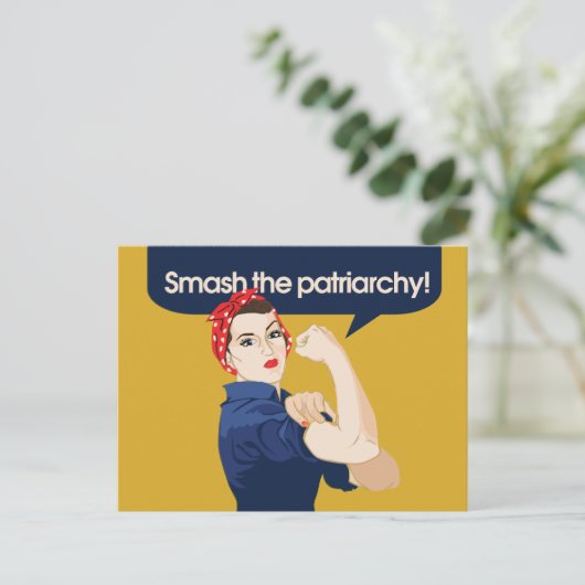 粉砕家父長制の男女同権主義のことわざ ポストカード (スタンド正面)