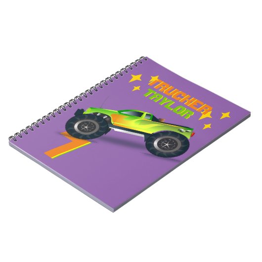 粉砕ITモンスタートラック子供の誕生日時代名 ノートブック (左側)