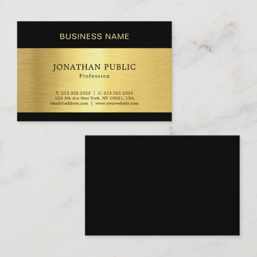 粋でエレガントでモダンで黒い金ゴールドの平野の贅沢 名刺 (正面/裏面)