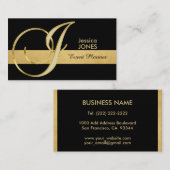 粋でエレガントでモノグラムのな金ゴールドの黒のイニシャル「J 名刺 (正面/裏面)
