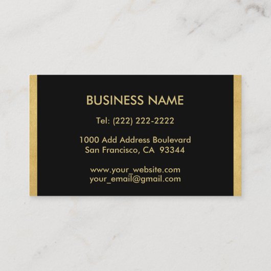 粋でエレガントでモノグラムのな金ゴールドの黒のイニシャル「L 名刺 (裏面)