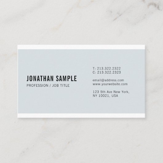 粋でエレガントで青くミニマルで明白で新しいゴシック様式 名刺 (正面)