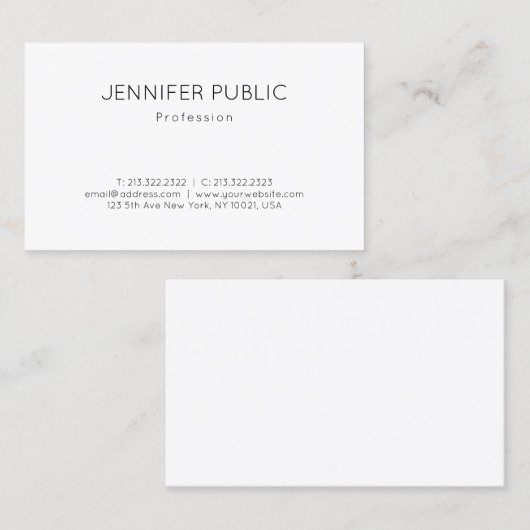 粋でエレガントなモダンなデザインの最小主義の明白な豪華 名刺 (正面/裏面)