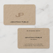 粋でエレガントなモノグラムの報酬の実質のクラフト紙 名刺 (正面/裏面)