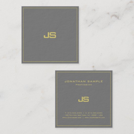 粋でエレガントなモノグラムの平野の優れた厚い贅沢 スクエア名刺 (正面/裏面)