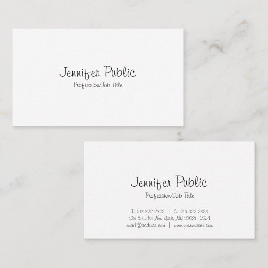 粋でエレガントな手で描いた原稿のお洒落なデザインの平野 名刺 (正面/裏面)