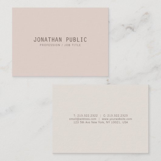 粋でエレガントな色のミニマルなテンプレートのモダン 名刺 (正面/裏面)