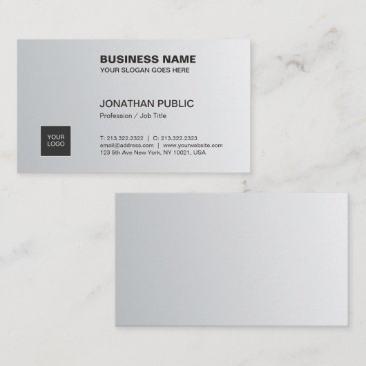 粋でエレガントな銀のお洒落でシックで明白な企業の 名刺 (正面/裏面)