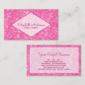 粋でガーリーできらきら光るなショッキングピンクのグリッターのダイヤモンドの名前 名刺 (正面/裏面)