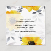 粋でガーリーで黄色い花模様 スクエア名刺 (裏面)