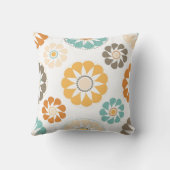 粋でガーリーな花模様の花のオレンジ青 クッション (裏面)