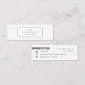 粋でシックでコンテンポラリーで白い小型名刺 スキニー名刺 (正面/裏面)