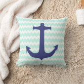 粋でシックで真新しいシェブロンの青いいかりの枕 クッション (ブランケット)