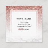 粋でシックなブラウンの大理石の正方形の名刺 スクエア名刺 (裏面)