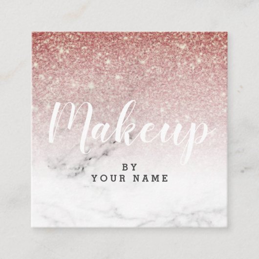 粋でシックなブラウンの大理石の正方形の名刺 スクエア名刺 (正面)