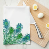 粋でシックな孔雀の羽 キッチンタオル (四つ折り)