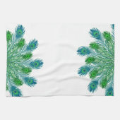 粋でシックな孔雀の羽 キッチンタオル (横)