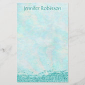 粋でシックな水彩画のグリッターの海の微風 便箋 (正面)