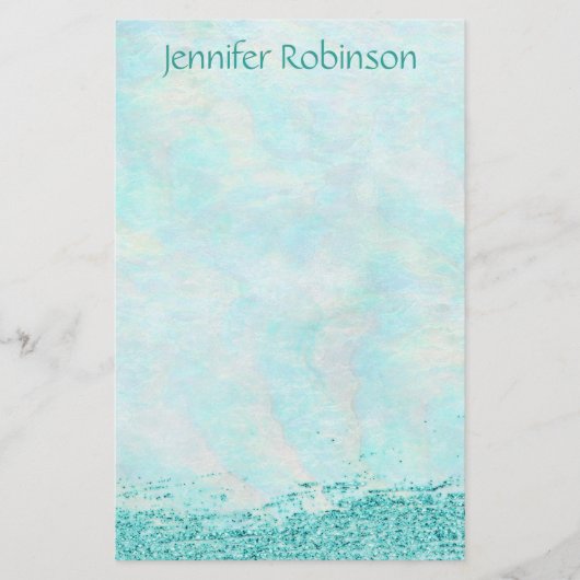 粋でシックな水彩画のグリッターの海の微風 便箋 (正面)