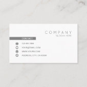 粋でシックな灰色のコンテンポラリーで白い名刺 名刺 (裏面)