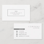 粋でシックな灰色のコンテンポラリーで白い名刺 名刺 (正面/裏面)