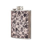 粋でシックな白く及び黒いヴィンテージのエレガントな花柄 フラスク (左)