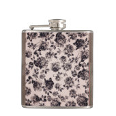 粋でシックな白く及び黒いヴィンテージのエレガントな花柄 フラスク (正面)