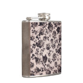 粋でシックな白く及び黒いヴィンテージのエレガントな花柄 フラスク (右)