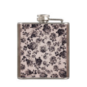 粋でシックな白く及び黒いヴィンテージのエレガントな花柄 フラスク (裏面)