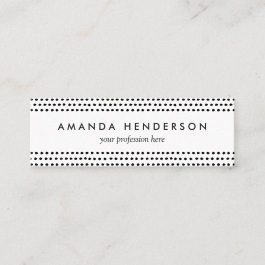 粋でシックな白黒ドット・パターン スキニー名刺 (正面)