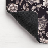 粋でシックな黒く及び白いヴィンテージのエレガントな花柄 マウスパッド (コーナー)