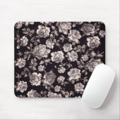 粋でシックな黒く及び白いヴィンテージのエレガントな花柄 マウスパッド (マウス)