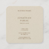 粋でシンプルなテンプレートの最小主義のモダンなベージュ色 スクエア名刺 (裏面)