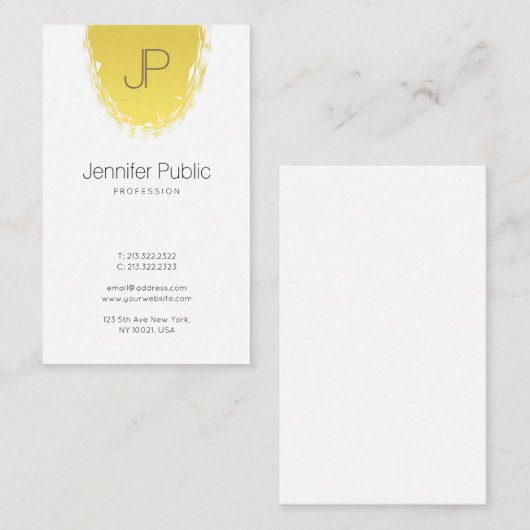 粋でスタイリッシュでモノグラムのでお洒落で明白な金ゴールドの一見 名刺 (正面/裏面)