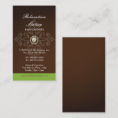 粋でスタイリッシュな茶色の緑のdamskのスパの名刺 名刺 (正面/裏面)