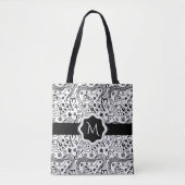 粋でパーソナライズなハートおよび愛落書きパターン トートバッグ (正面)