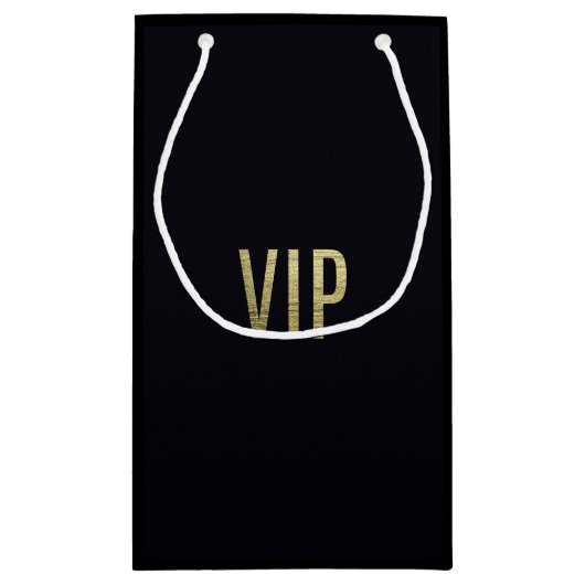粋でフェイクな金ぱくホイル"VIP"のタイポグラフィ スモールペーパーバッグ (裏面)