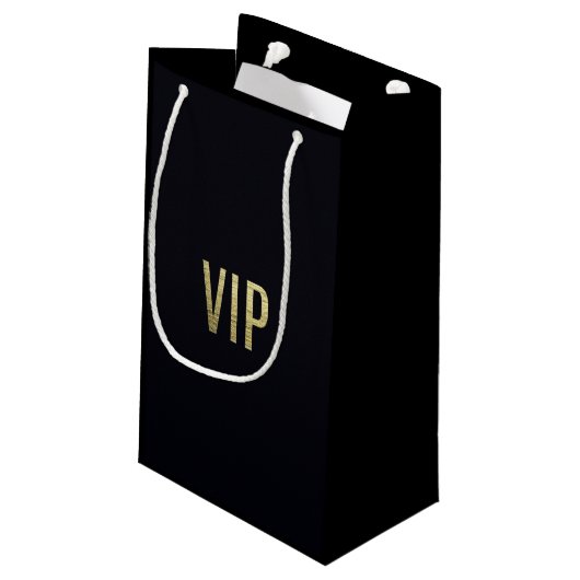 粋でフェイクな金ぱくホイル"VIP"のタイポグラフィ スモールペーパーバッグ (裏面アングル)