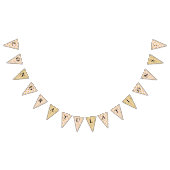 粋でフェイクな金ゴールドおよび赤面のピンクのお祝い バンティングフラッグ (全)