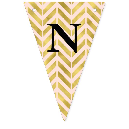 粋でフェイクな金ゴールドおよび赤面のピンクのお祝い バンティングフラッグ (第3の旗)