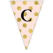 粋でフェイクな金ゴールドおよび赤面のピンクのお祝い バンティングフラッグ (第1の旗)