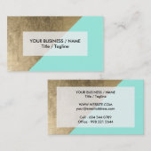 粋でフェイクな金ゴールドのターコイズモダンでシックな色のブロック 名刺 (正面/裏面)
